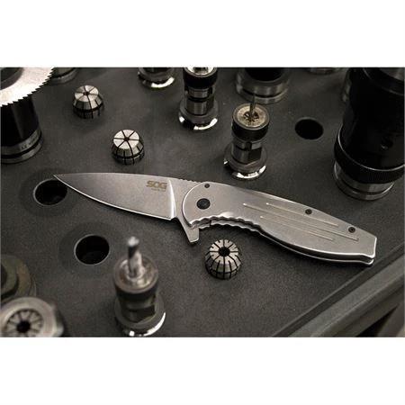 SOG Aegis Framelock Folding Knife 8Cr13MoV Stainless Stonewashed Handle EDC Ready by SOG