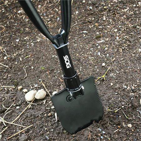 SOG Entrenching Tool F08N High Carbon Steel Serrated Shovel With Pick Foldable 7.25 Inch Triangular Grip Survivalists by SOG