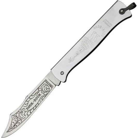 Iconic Douk-Douk Folding Knife Carbon Steel Blade Scroll Etching Silver Bail Handles For Collectors by Douk-Douk