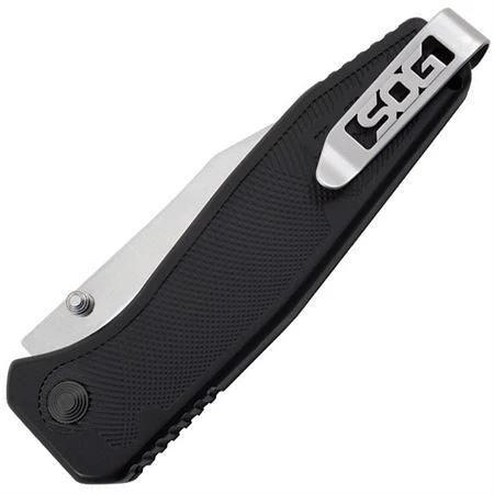 SOG Flare SAT Satin Assisted Opening Tactical Pocket Knife 8Cr13MoV 3.5in Blade Black GRN Handle EDC by SOG