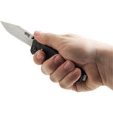SOG Flare SAT Satin Assisted Opening Tactical Pocket Knife 8Cr13MoV 3.5in Blade Black GRN Handle EDC by SOG