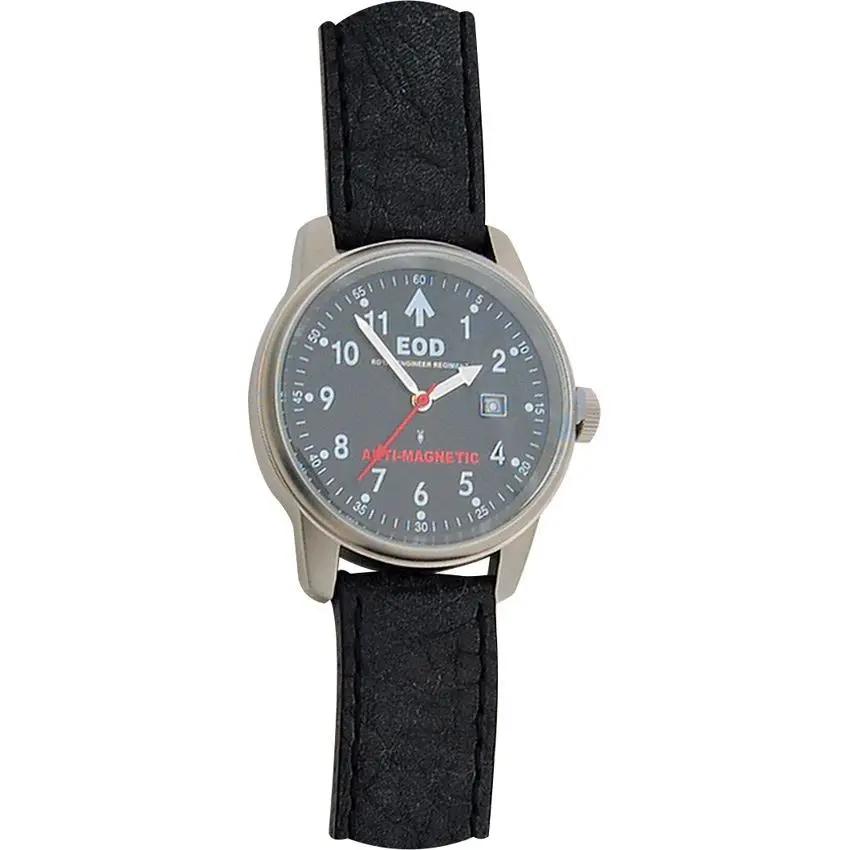 EOD Military Watch - Anti Magnetic Non Glare Crystal With 40mm Stainless Steel Case Black Leather Strap by Miscellaneous