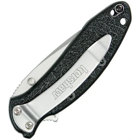 Kershaw Scallion Linerlock Assisted Opening Knife For EDC Enthusiasts Black Handle Two And A Half Inch Blade 420HC by Kershaw