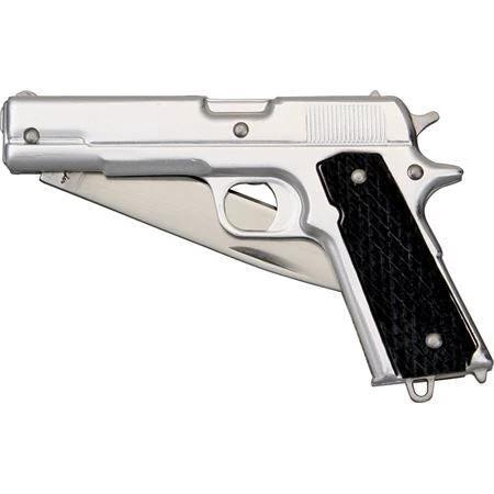 Rough Rider 45 Pistol Knife RR1187 Stainless 3 Inch Closed Black Synthetic Handle For Outdoor Enthusiasts Belt Sheath by Rough Rider