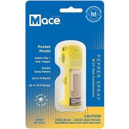 Mace Pocket Model Pepper Spray Yellow - 10 Percent OC Pepper With UV Dye, 15 Bursts, Up To Ten Feet Range, Keychain by Mace