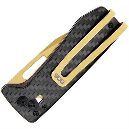 SOG Ultra XR Lock Carbon Gold EDC Knife With CPM S35VN Blade And Carbon Fiber Handle by SOG