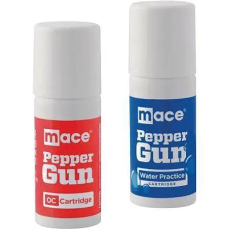 Mace Pepper Gun Cartridges 2 Pack - 28 Gram OC Pepper Cartridge Plus Water Practice Cartridge by Mace