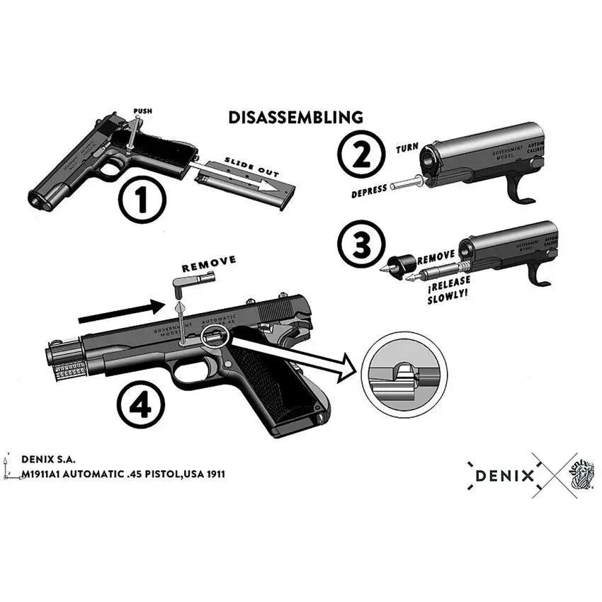 Denix 1911 Gold Automatic Pistol 22-5312 by Denix
