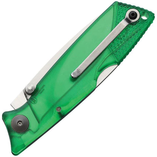 Ontario Lockback Knife Ice Series 8798GR Satin Stainless Blade Green Handle EDC Pros by Ontario
