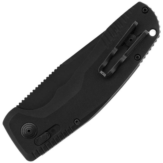 SOG Automatic Knife Sog Tac AU XR Automatic Opening Black TiNi D2 Tanto Blade 4.5in Closed 3.5in EDC by SOG