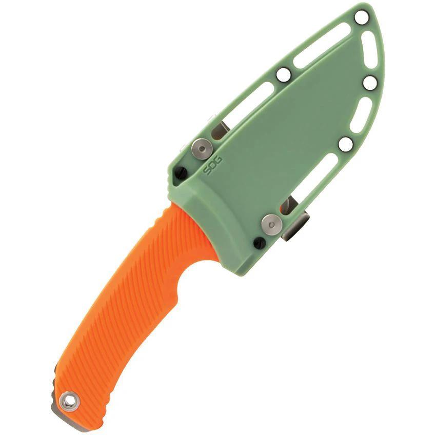 SOG Tellus FX Fixed Blade Knife For Outdoors Orange Textured GRN Handle Full Tang 9in Overall UMS Compatible Sheath by Sog
