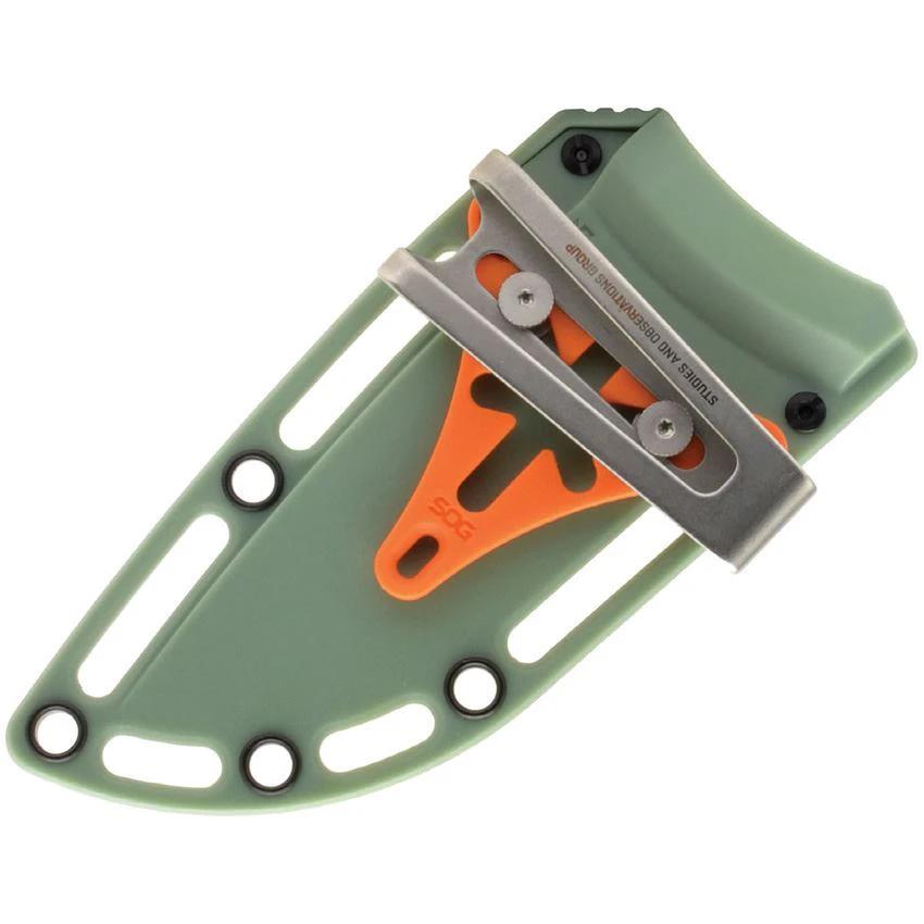 SOG Tellus FX Fixed Blade Knife For Outdoors Orange Textured GRN Handle Full Tang 9in Overall UMS Compatible Sheath by Sog