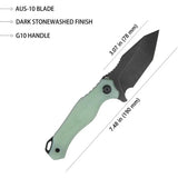 Kubey Golf EDC Fixed Blade Jade KU230D - AUS-10A Stainless Tanto With Jade G10 Handle by Kubey