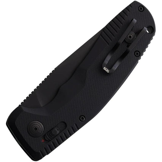 SOG Auto Knife AU-XR Tac Double-Action Safety D2 Serrated Blade Black TiNi EDC Tactical by SOG