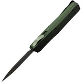 Mantis Auto OTF Stiletto - Automatic Opening Green Checkered Aluminum Handle Knife by Mantis