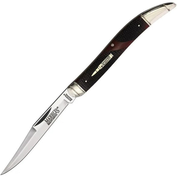 Marbles Toothpick - Brown Checkered Bone Handle With Stainless Mirror Finish Long Clip Blade by Marbles