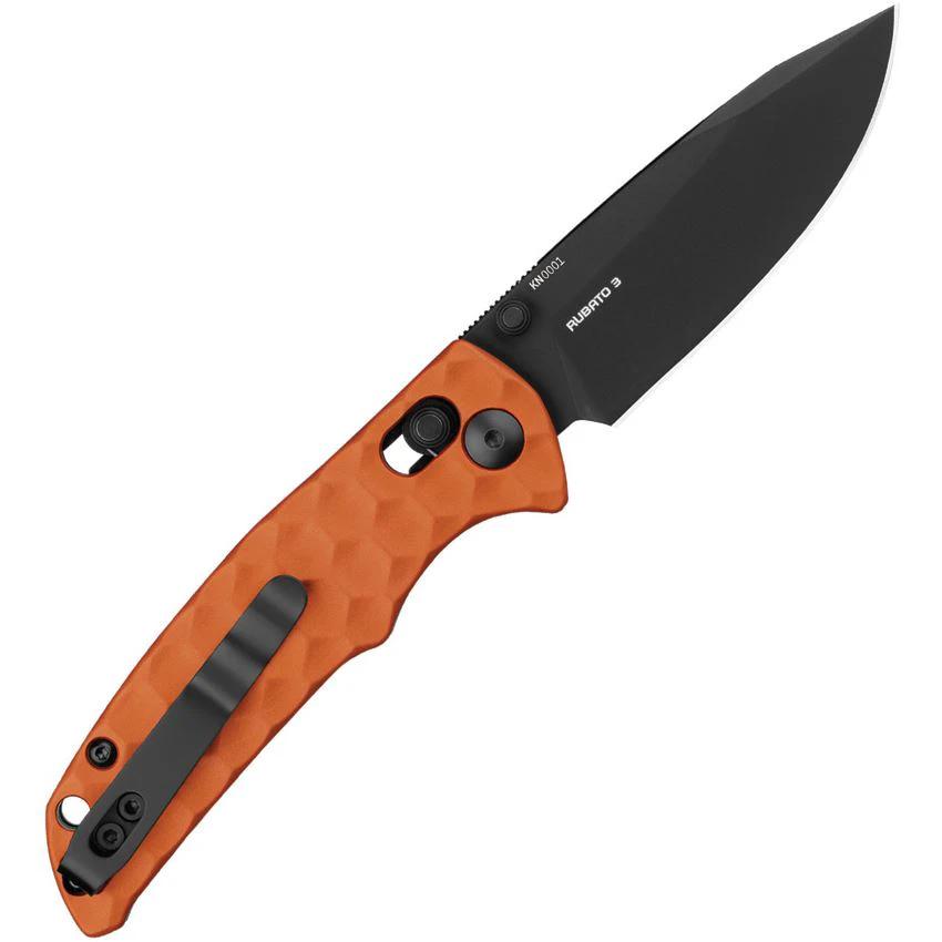 Olight Rubato 3 Rail Lock Knife Orange Aluminum Handle 154CM Drop Point EDC Premium Compact 4 Inch Closed by Olight