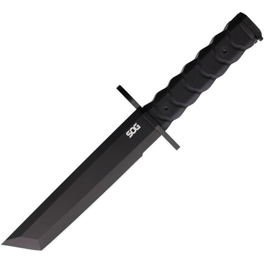 SOG Bar15T Combat Knife Tanto AUS8 Blade G10 Handle For Tactical Pros With Steel Guard And Sheath Boxed by Sog