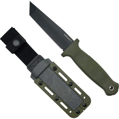 Demko Armiger 4 Fixed Blade Tanto Knife For Tactical Professionals With 4-In 80CrV2 Steel Blade OD Green Handle Sheath by Demko