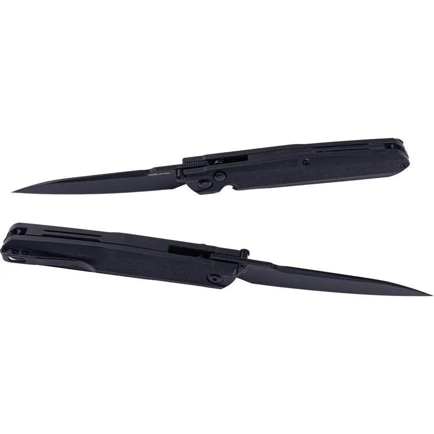 Real Steel G5 Metamorph Button Lock Knife Premium Black PVD 14C28N Sandvik Steel G10 Handle EDC by Real Steel