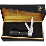 Rough Rider Black Reserve Bearhead Gunstock Knife For Collectors, 3.75in Closed, Pakkawood Handle, Dual Blades by Rough Rider