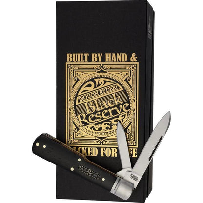 Rough Rider Bearhead Gunstock Knife 3.75 Inch Satin Stainless Spear And Pen Blades Black Pakkawood For Collectors by Rough Rider