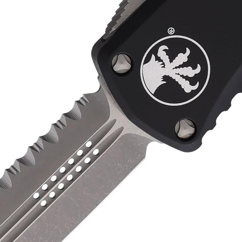 Microtech Auto Hera DE OTF Tactical Knife Double Edge 3-Inch Serrated Blade Apocalyptic Finish For Collectors by Microtech