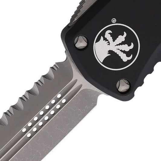 Microtech Auto Hera DE OTF Tactical Knife Double Edge 3-Inch Serrated Blade Apocalyptic Finish For Collectors by Microtech