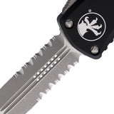 Microtech Auto Hera DE OTF Knife Ap Black 70211AP Partially Serrated Double Edge Premium Blade For EDC Enthusiasts by Microtech