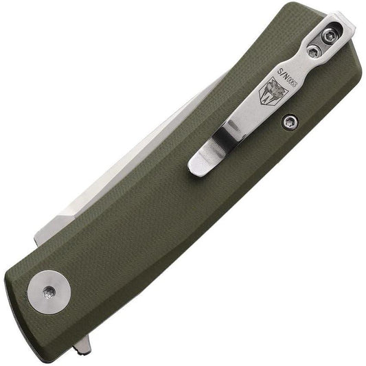Cobratec Serpent Linerlock Knife 4 Inch Closed 3 Inch Satin D2 Blade OD Green G10 Handle Extended Pocket Clip EDC Ready by Cobratec Knives