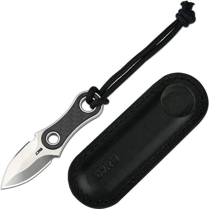 CJRB Knap Fixed Blade Knife With Carbon Fiber Handle Full Tang 3 Inch Satin Double Edge Neck Sheath For EDC Enthusiasts by CJRB