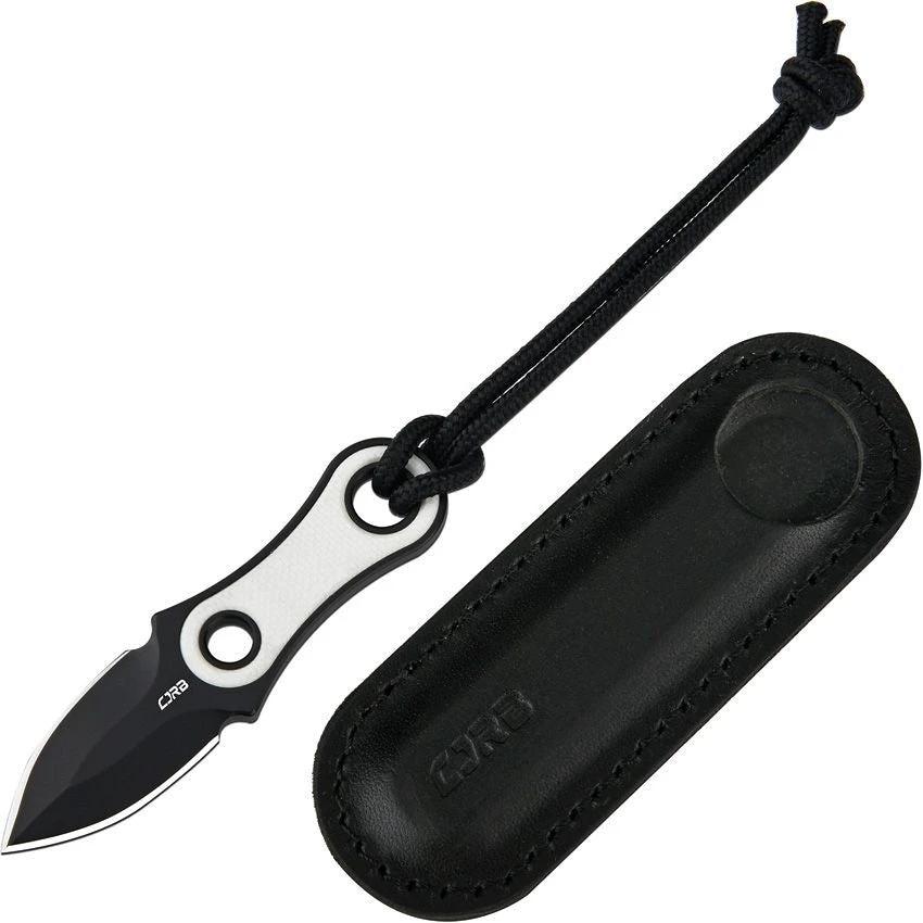 CJRB Knap Fixed Blade Knife 3in Overall With White G10 Handle And Black PVD AR RPM9, Full Tang For EDC Tactical Fans by CJRB