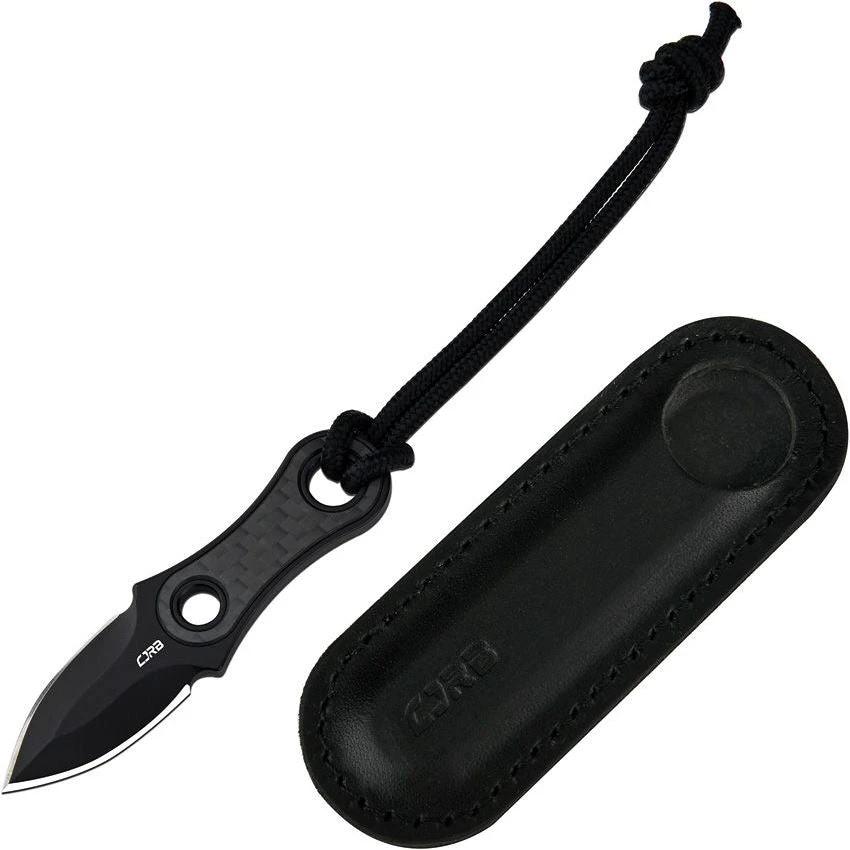 CJRB Knap Fixed Blade Knife Premium Carbon Fiber Handle AR RPM9 3 Inch Full Tang EDC Neck Sheath by CJRB