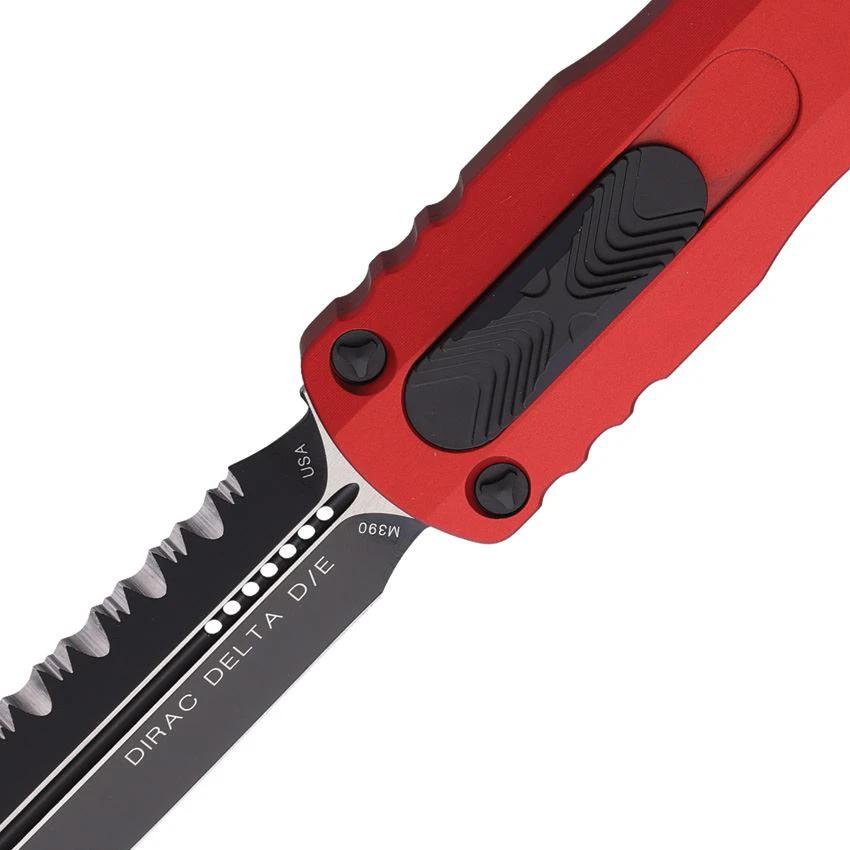 Microtech Auto Dirac Delta D E OTF Knife Red Aluminum Handle M390 Dagger Blade Automatic Opening Glass Breaker EDC Clip by Microtech
