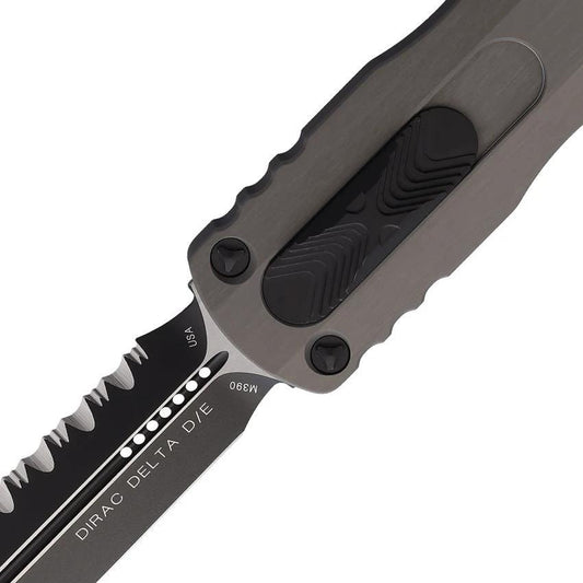 Microtech Auto Dirac Delta D E OTF Knife 227-3NC M390 Dagger Blade Gray Aluminum Glass Breaker For EDC Enthusiasts by Microtech