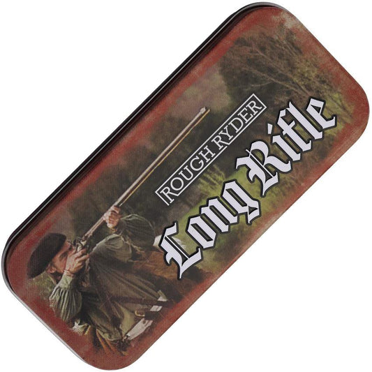 Rough Rider Long Rifle Knife Red Gunstock Handle With Mirror Finish Stainless Blades Gift Tin For Collectors by Rough Rider
