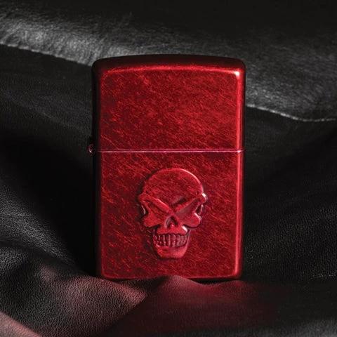 Zippo Doom Skull Lighter – Candy Apple Red Iced (Model 21186) by Zippo