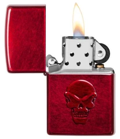 Zippo Doom Skull Lighter – Candy Apple Red Iced (Model 21186) by Zippo