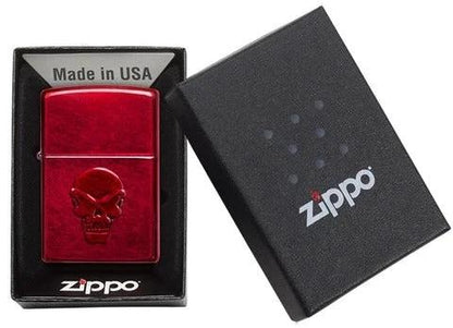 Zippo Doom Skull Lighter – Candy Apple Red Iced (Model 21186) by Zippo