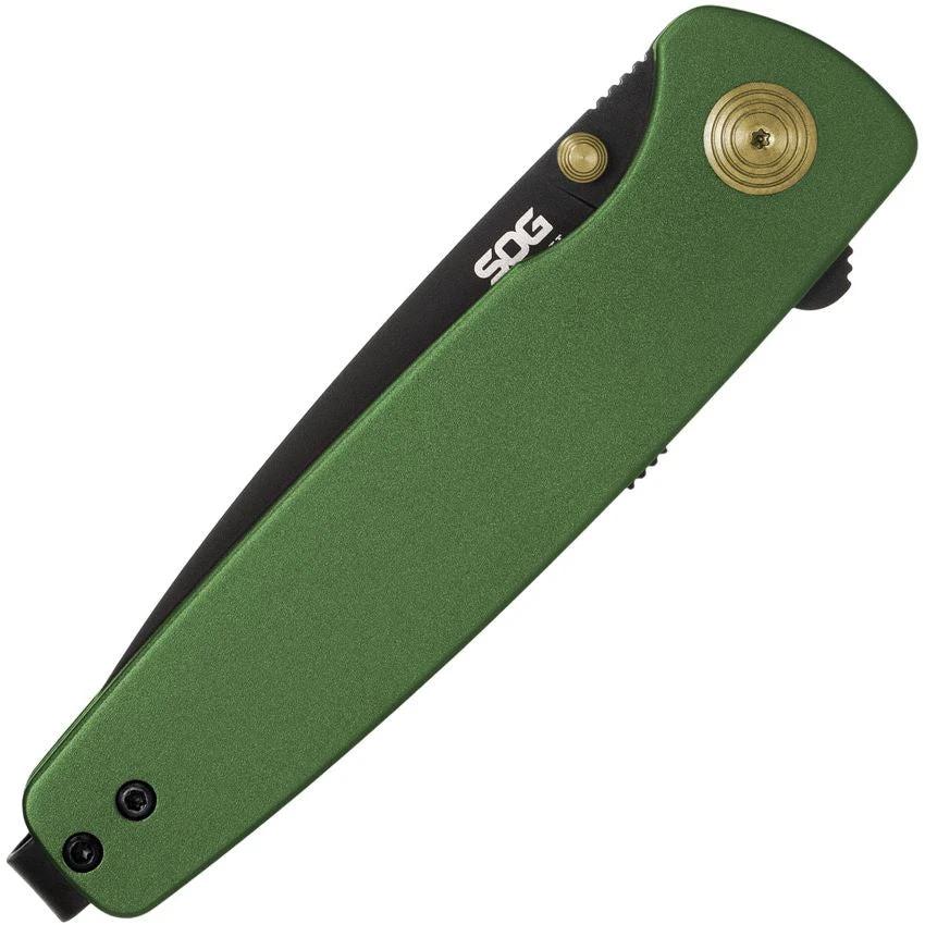 SOG Twitch III Linerlock Assisted Opening Folding Knife for EDC Green Aluminum Handle 154CM Blade Thumb Stud Pocket Clip by SOG