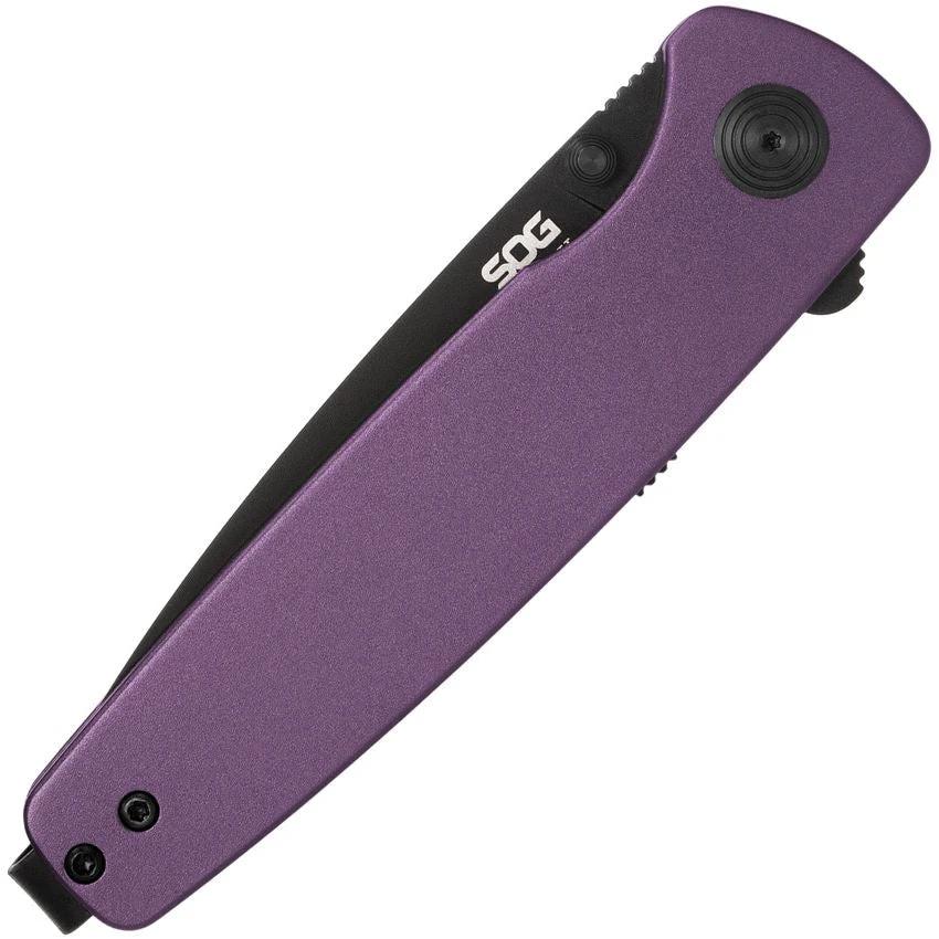 SOG Twitch III Linerlock Assisted Opening Folding Knife 3 Inch Blade For EDC Enthusiasts Purple Aluminum Handle by SOG