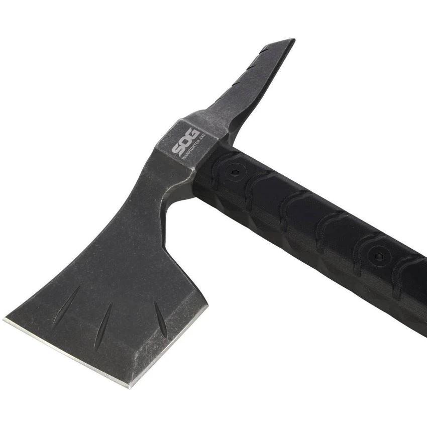 SOG Warfighter Axe Tactical Survival Hatchet With 4 Inch Cutting Edge Black G10 Handle Spike End For Campers by SOG