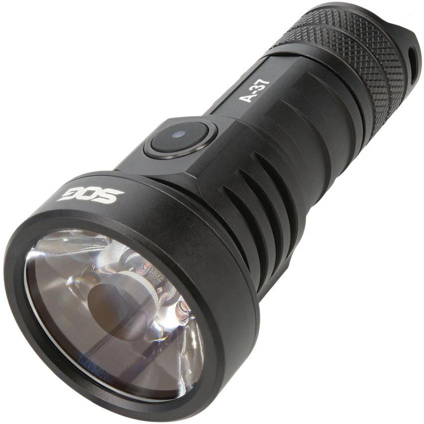 SOG A37 Tactical Flashlight 1320 Lumens Long Range 701m Beam Aluminum Black Rugged Outdoor Professionals by SOG