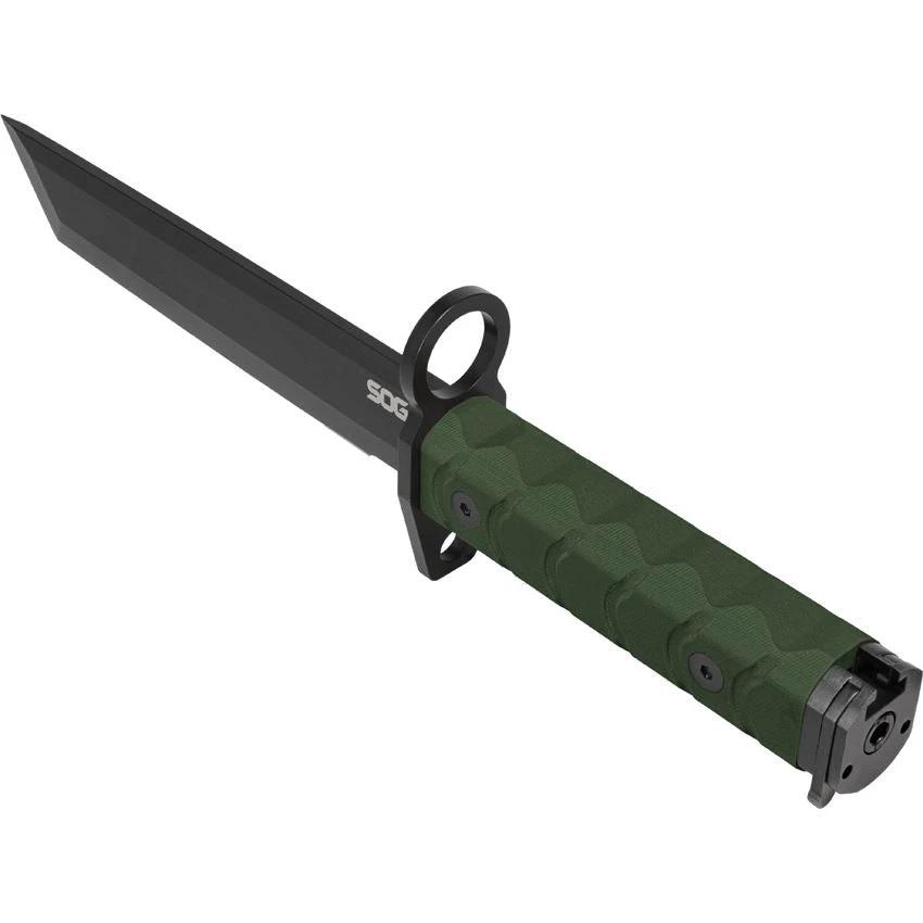 SOG BAR15T Combat Knife OD Green G10 Handle AUS8 Tanto Blade AR Barrel Ring Kydex Sheath For Tactical Fans by SOG