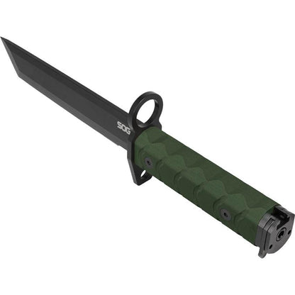 SOG BAR15T Combat Knife OD Green G10 Handle AUS8 Tanto Blade AR Barrel Ring Kydex Sheath For Tactical Fans by SOG