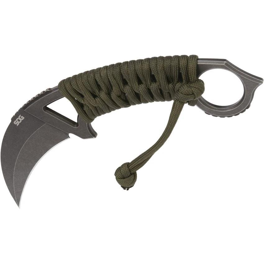 SOG Gambit XL Fixed Blade Karambit Knife AUS10A Full Tang Cord Wrapped Handle With Kydex Sheath Tactical EDC by SOG