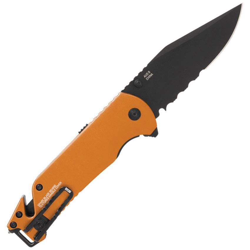 SOG Escape ATK 2 Point 0 Linerlock Assisted Opening Knife For EDC With Belt Cutter Glass Breaker Orange Handle by SOG