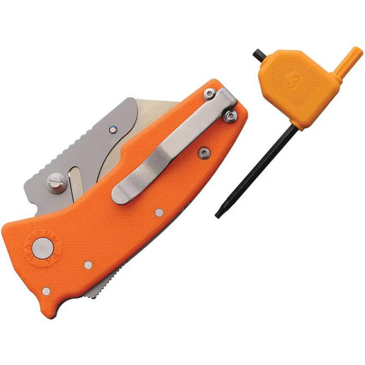 Demko Razor Shark Orange GRN Handle Tactical EDC Knife 3.75 Inch Closed 2.25 Inch Blade by Demko