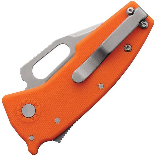 Demko Nano Shark Lock Knife For EDC Enthusiasts With 2.13 Inch AUS10A Clip Point Blade Orange Grn Handle by Demko