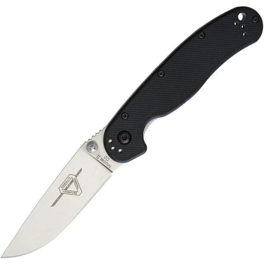 Ontario RAT II Linerlock Folding Knife With D2 Blade 3 Inch Satin Drop Point Rugged Black Nylon Handle EDC Ready by Ontario